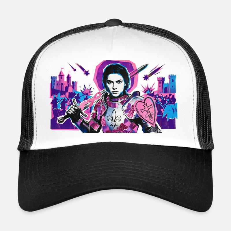 Chevalier néon avec bouclier de cœur - Casquette trucker - blanc/noir