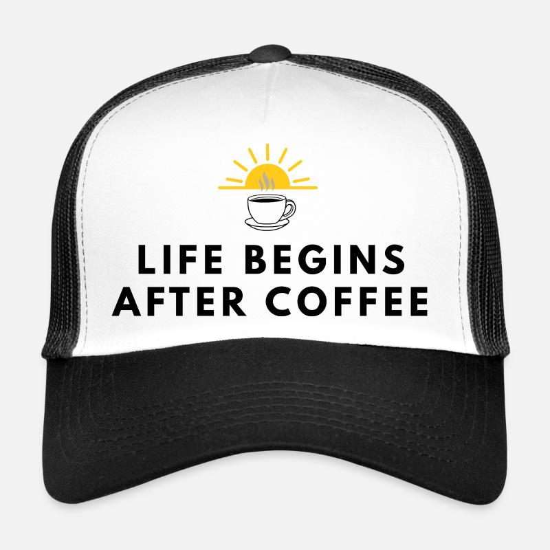 Das Leben beginnt nach dem Kaffee-Motivationskaffee-Desig - Trucker Cap - Weiß/Schwarz