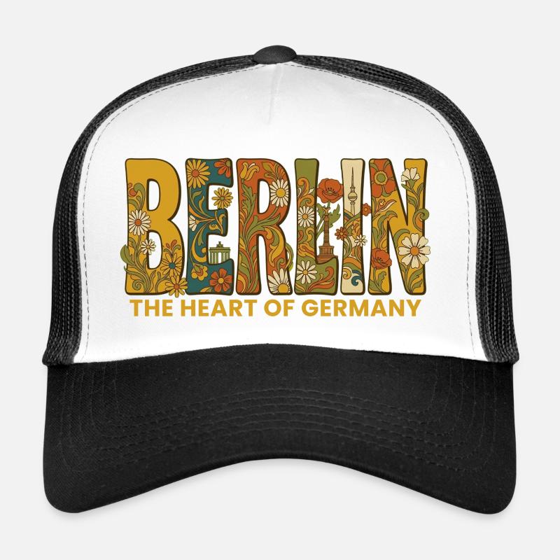 Berlin Herz Deutschlands Florale Typografie Trucker Cap