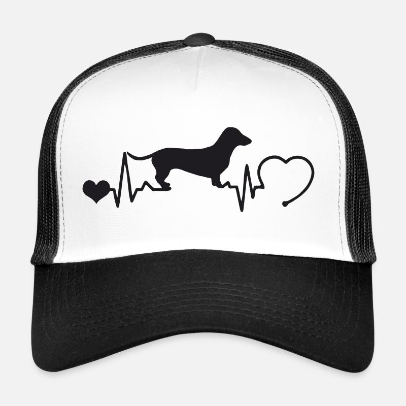 Dackel mit Herzschlag - Trucker Cap - Weiß/Schwarz