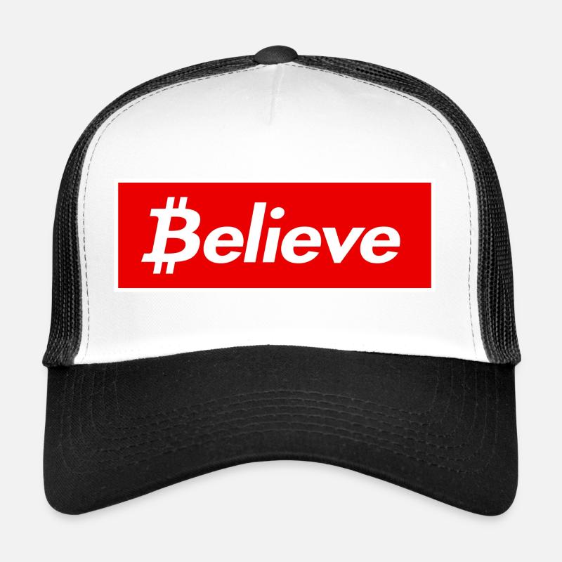Believe logo Bitcoin suprême Crypto Casquette trucker 