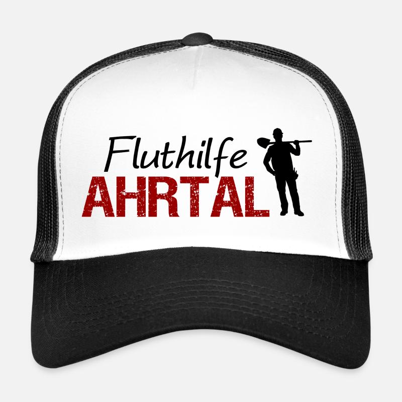 Fluthilfe Ahrtal Flut Helfer Hochwasser Eimerkette - Trucker Cap - Weiß/Schwarz