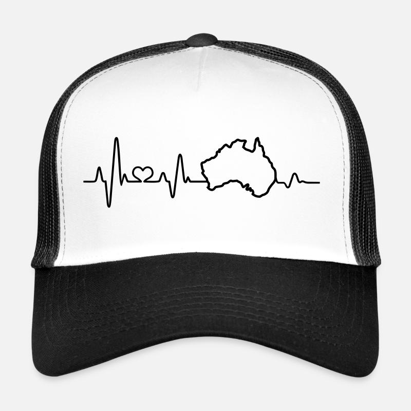 Heartbeat I love Australia Outline Map Trucker Cap