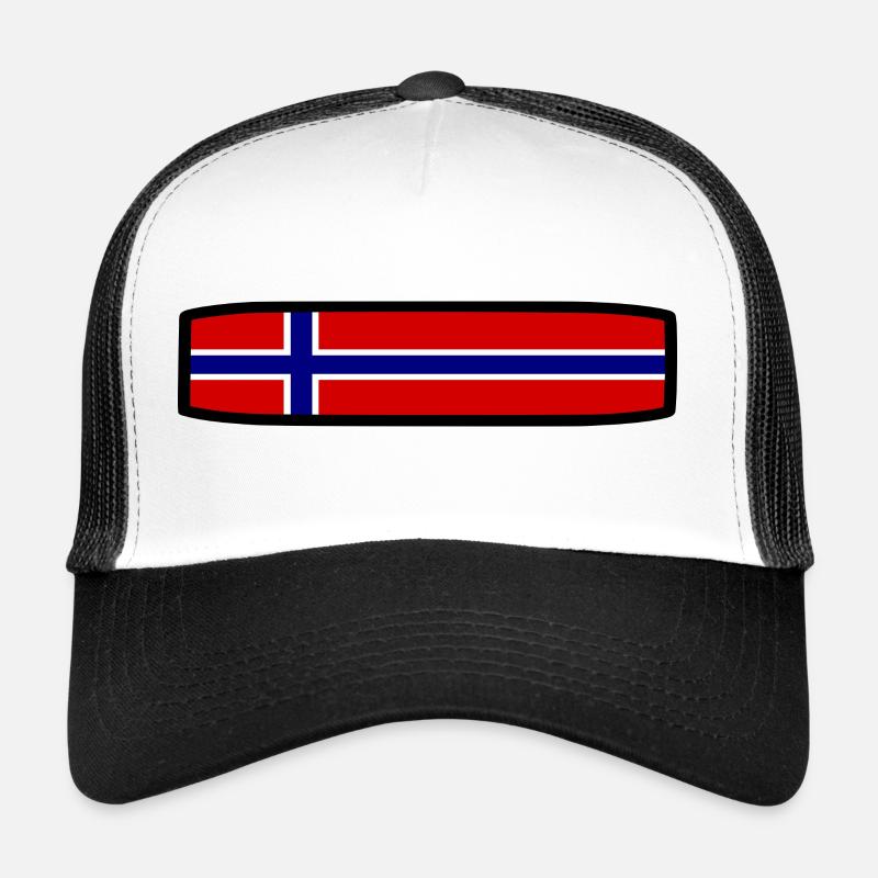 Norwegen Flagge - Trucker Cap - Weiß/Schwarz