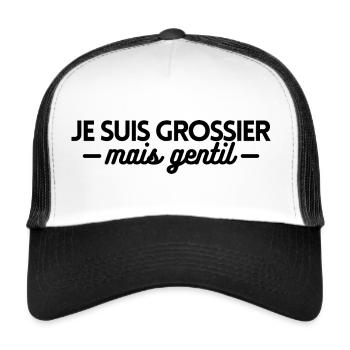 Je suis grossier mais gentil - Casquette trucker  - blanc/noir - Devant