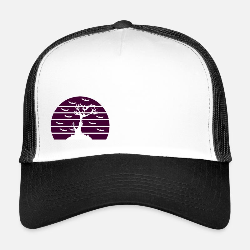 Halloween - Baum - Fledermäuse - Trucker Cap - Weiß/Schwarz