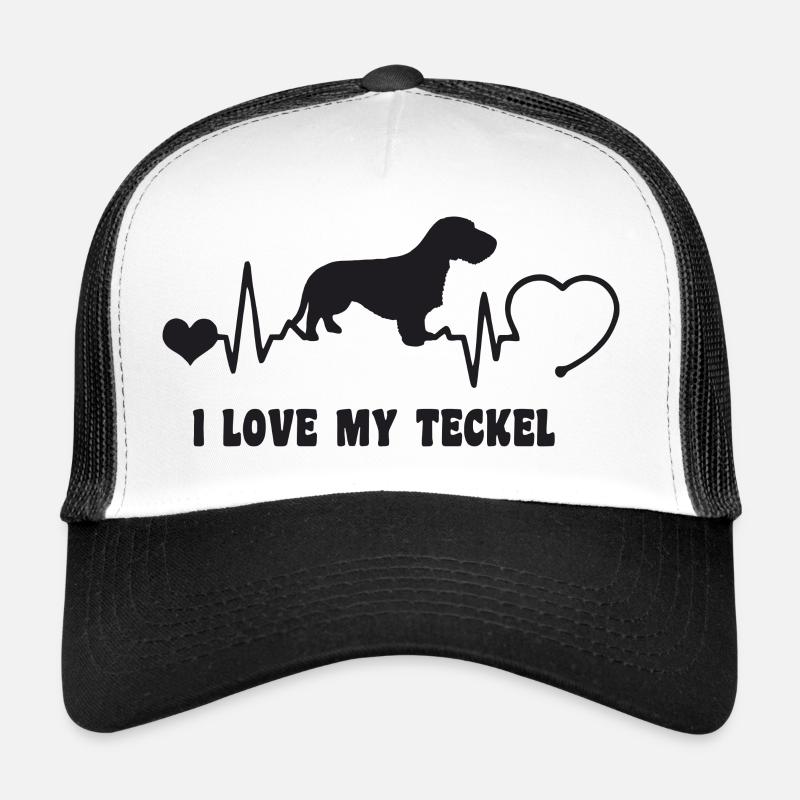 Rauhaardackel mit Herzschlag - Trucker Cap - Weiß/Schwarz