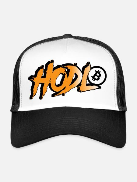 HODL Bitcoin - Style Graffiti en Orange Noir - Casquette trucker  - blanc/noir - Devant