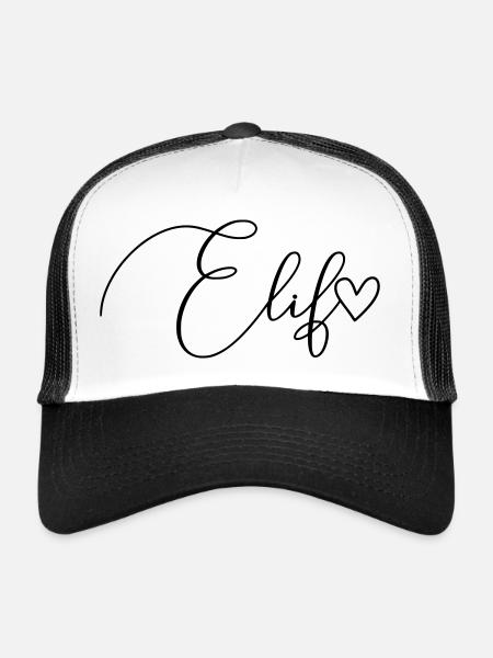 Elif Last Name First Name Girl - Trucker Cap - white/black - Front