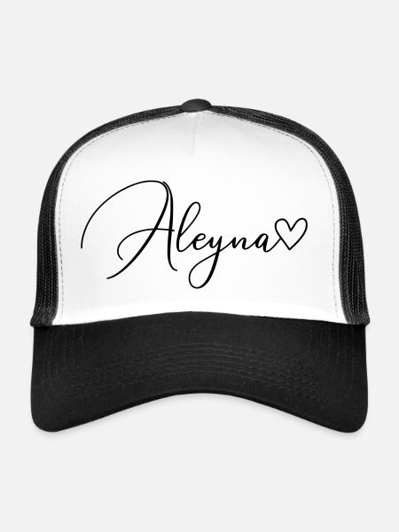Aleyna Nom Prénom Fille - Casquette trucker  - blanc/noir - Devant