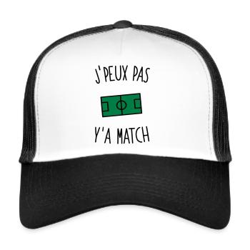J'peux pas y'a match - Casquette trucker  - blanc/noir - Devant