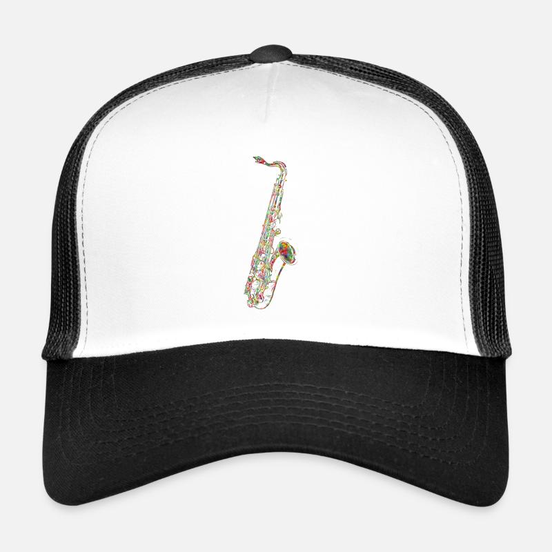 Buntes Saxophon - Trucker Cap - Weiß/Schwarz