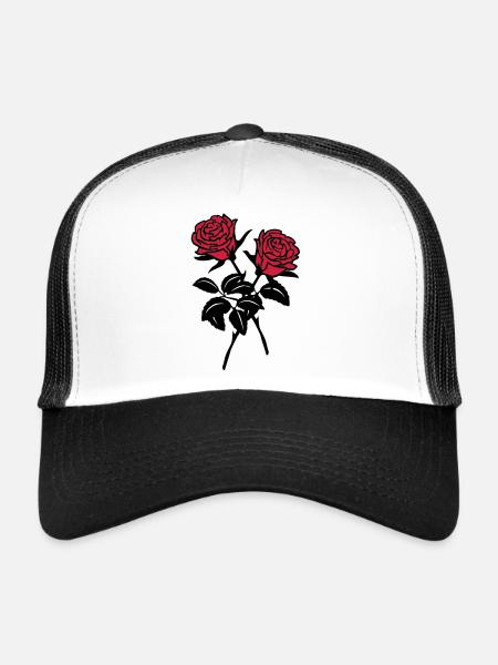roses - Casquette trucker  - blanc/noir - Devant