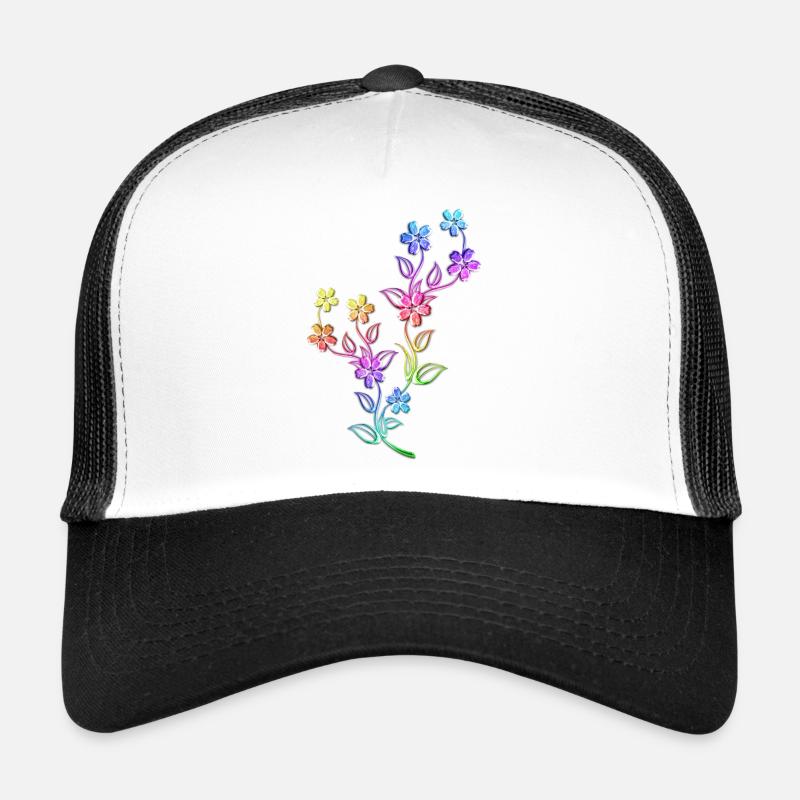 Blumen bunt bunte Blumenranke Blume - Trucker Cap - Weiß/Schwarz