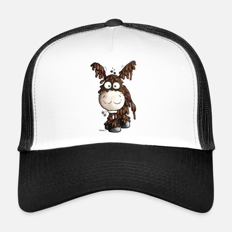 Drolliger Poitou Esel - Eselchen - Trucker Cap - Weiß/Schwarz