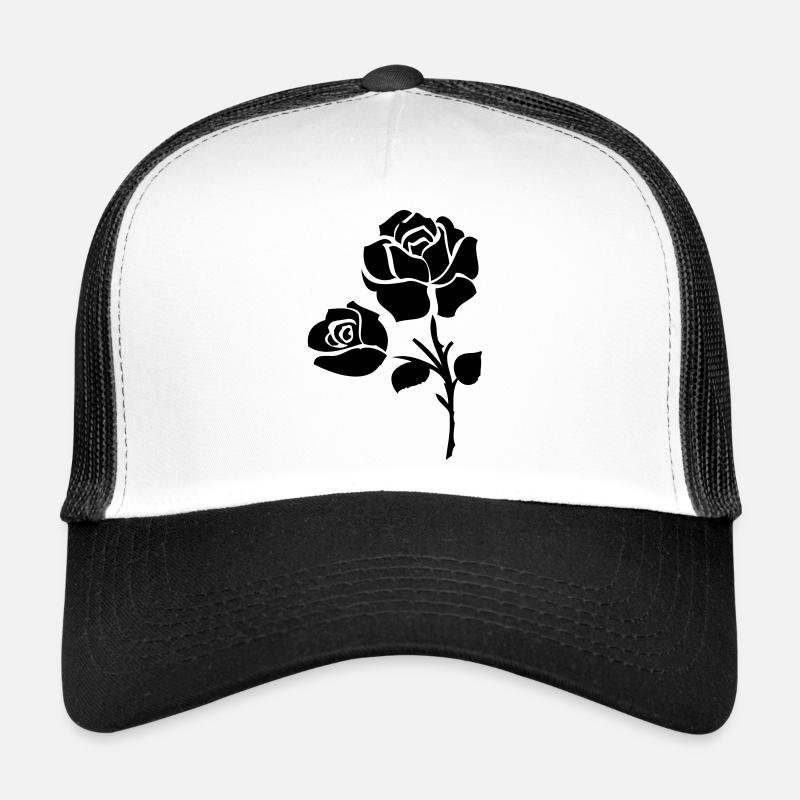 balck_roses_flower - Trucker Cap - Weiß/Schwarz