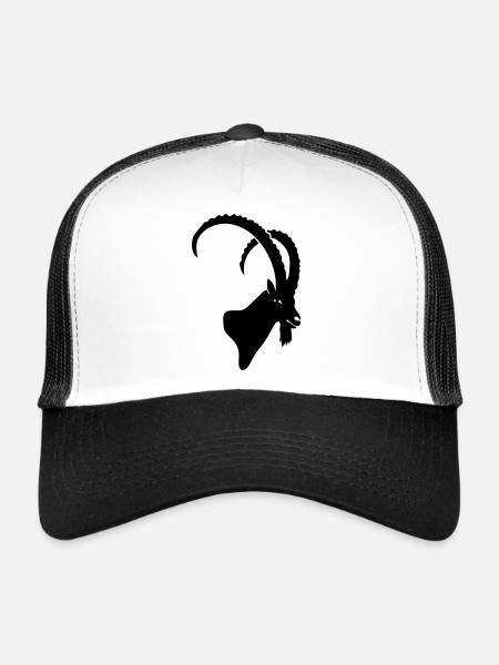 bouquetin capricorne chèvre mouton les Alpes roc - Casquette trucker  - blanc/noir - Devant