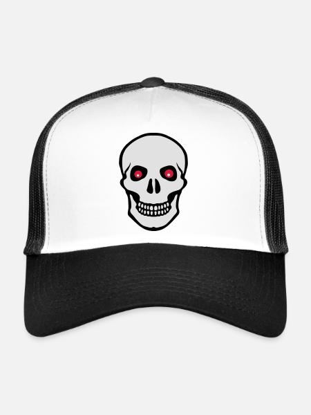 Skull - Trucker Cap - white/black - Front