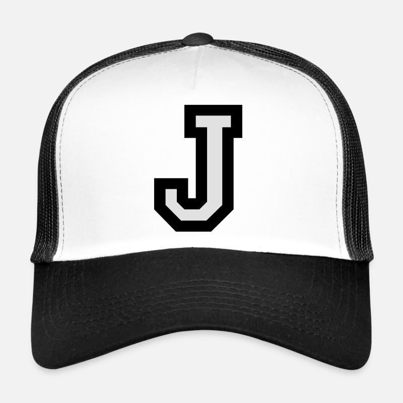 Lettre J en deux couleurs Casquette trucker 