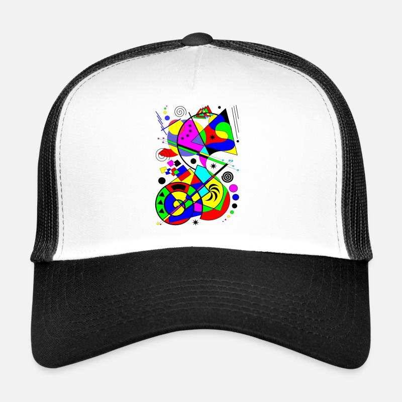 abstract art colorful pattern multicolored paints shapes - Trucker Cap - white/black