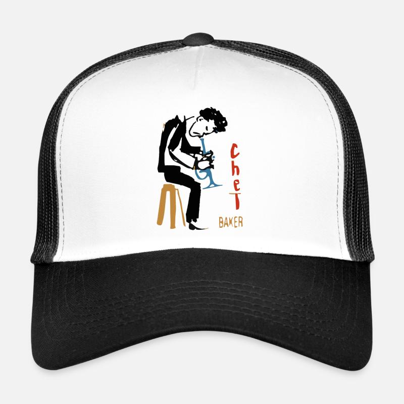 Chet Baker trompette - Casquette trucker - blanc/noir