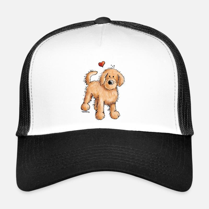 Doodle mit Herz - Goldendoodle - Hund - Geschenk - Trucker Cap - Weiß/Schwarz
