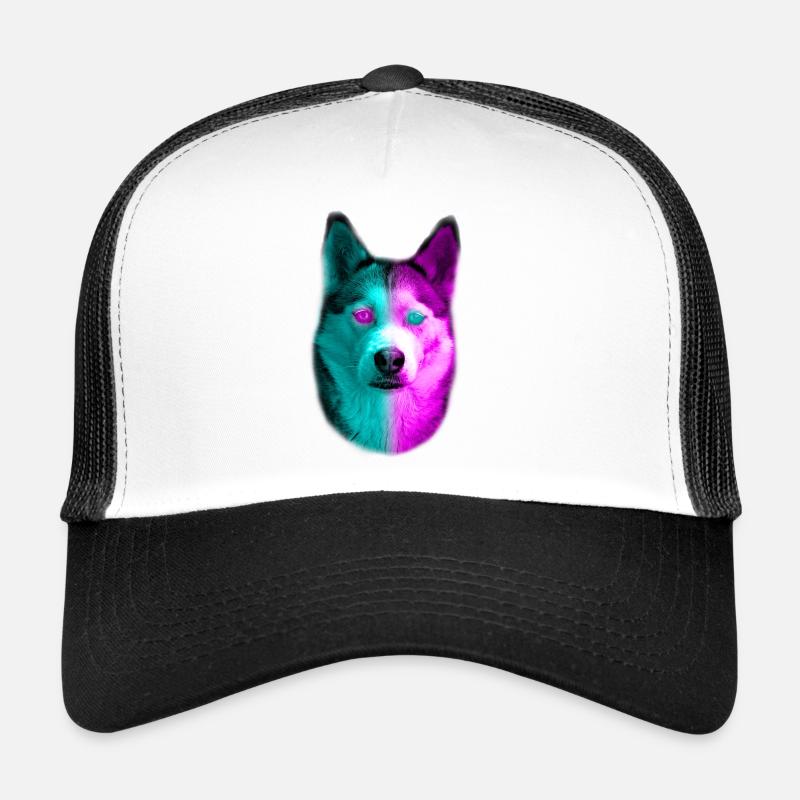 Husky Neon Avec des yeux de couleur néon Et fourrure Casquette trucker 
