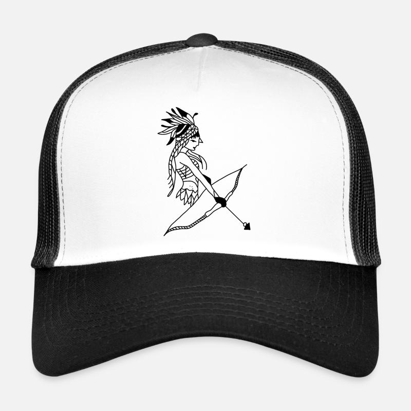 Indianerin Pfeil Bogen - Trucker Cap - Weiß/Schwarz
