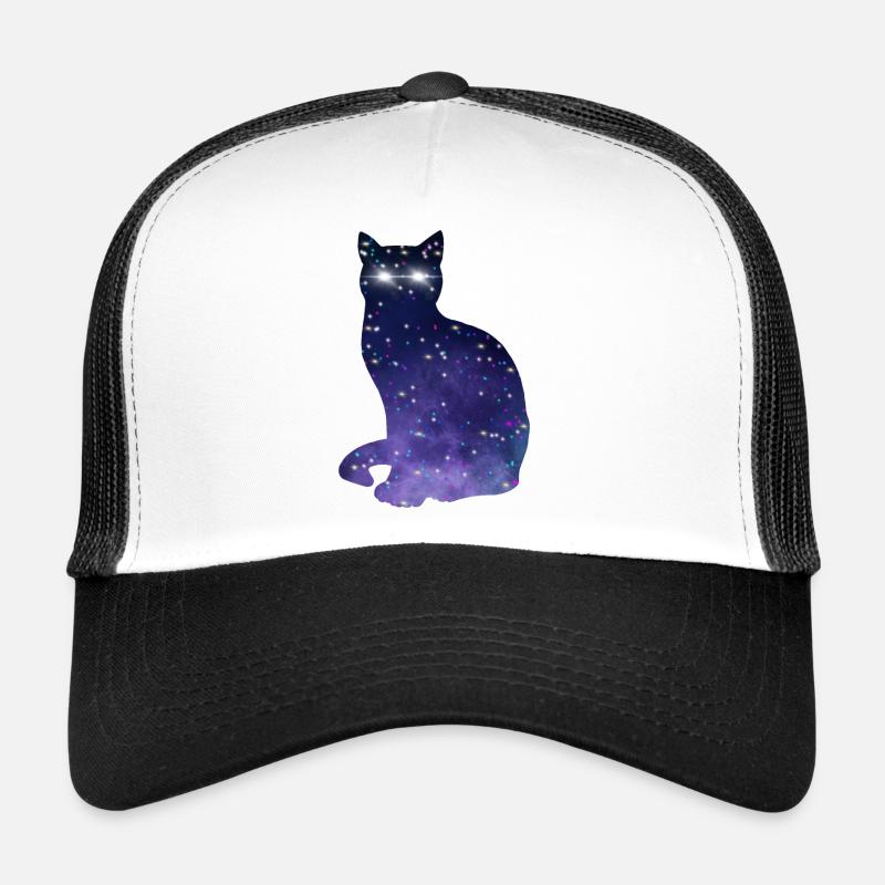 Chat cosmique - Casquette trucker  - blanc/noir