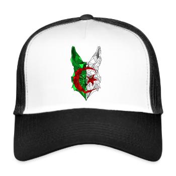 Fennec et drapeau de l'Algérie en polysphère 3 - Casquette trucker  - blanc/noir - Devant