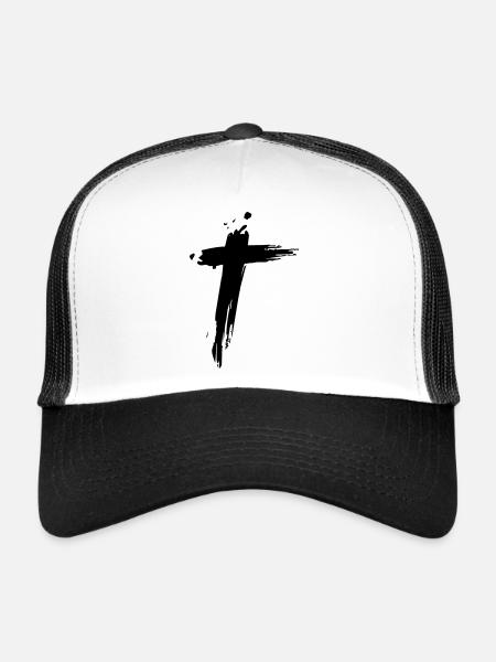 Kreuz - Trucker Cap - Weiß/Schwarz - Vorne