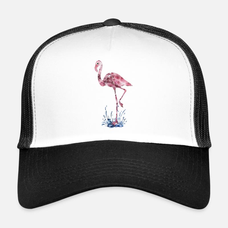 Flamingo rosa Kristalle Press - Trucker Cap - Weiß/Schwarz