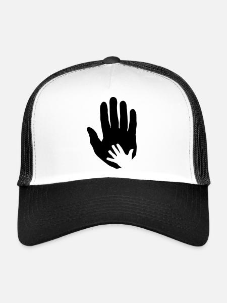 Baby, child hand in adult parent hand. - Trucker Cap - white/black - Front