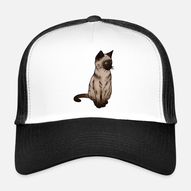 SiamEse Cat Siamese Cat - Casquette trucker  - blanc/noir