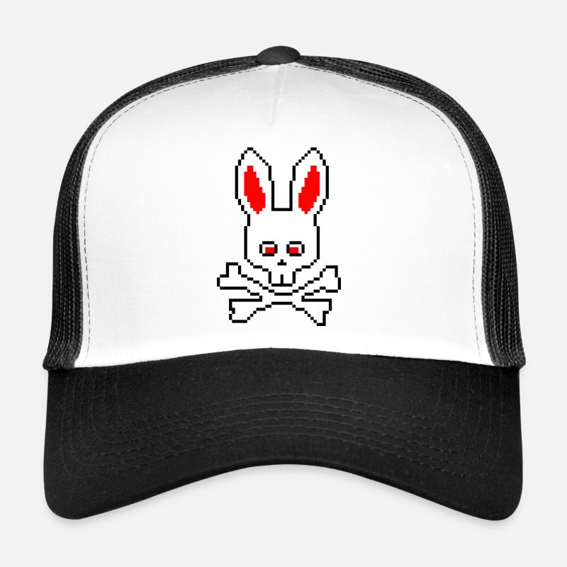 Crâne Lapin Rouge - Casquette trucker  - blanc/noir
