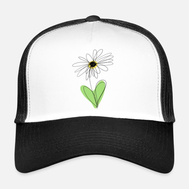 Gänseblümchen - eine Linie - Trucker Cap - Weiß/Schwarz