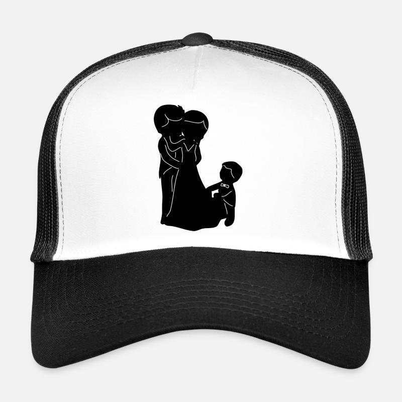 Brautpaar mit Kind Junge - Trucker Cap - Weiß/Schwarz