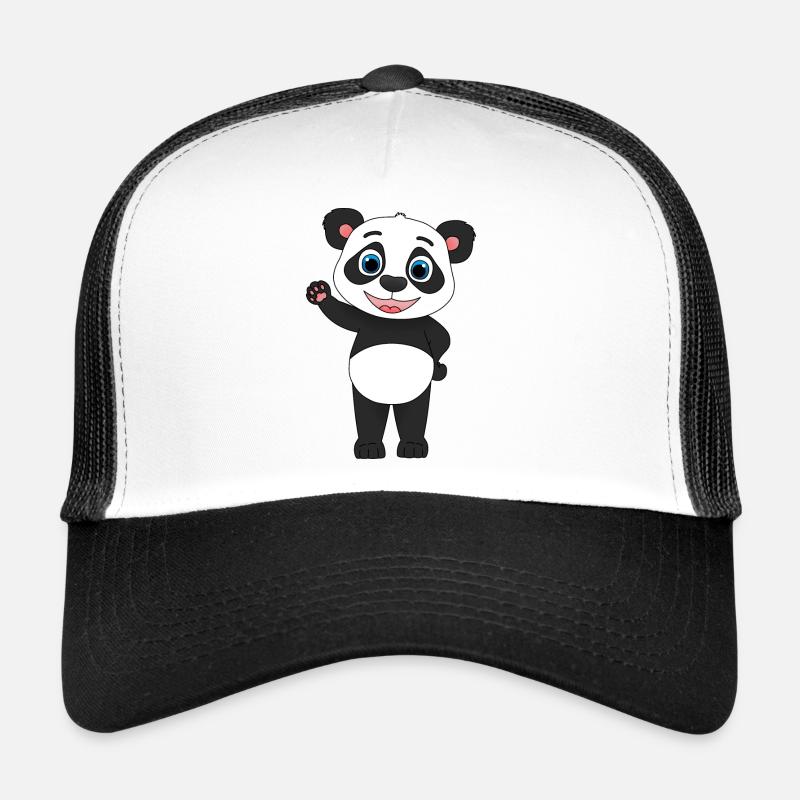 "Hi everyone!" Süß winkender Comic Panda Trucker Cap