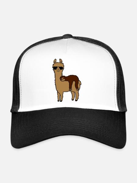 Sloth llama friends sleeping - Trucker Cap - white/black - Front