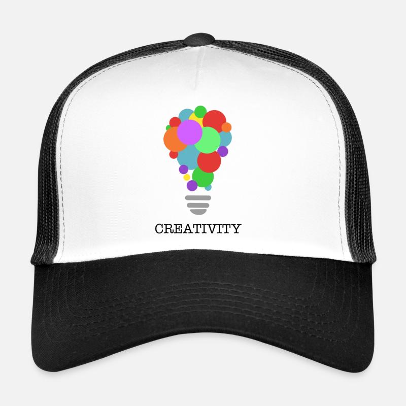 CREATIVITY lightbulb with black print - Trucker Cap - Weiß/Schwarz
