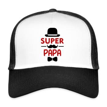 Super Papa, super père, famille, humour, fun - Casquette trucker  - blanc/noir - Devant