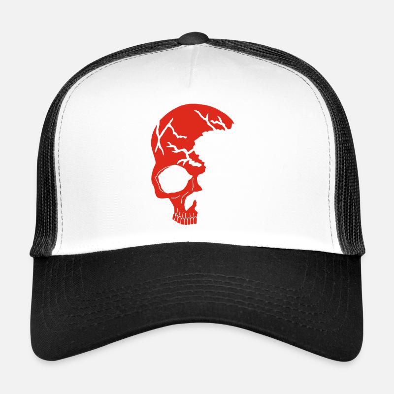 Red half-skull Trucker Cap
