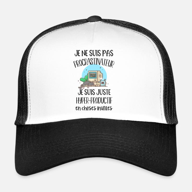 je ne suis pas procrastinateur - Casquette trucker  - blanc/noir