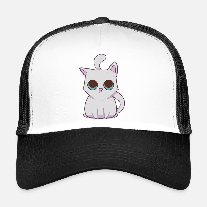 Weißes Kawaii-Kätzchen - Trucker Cap - Weiß/Schwarz