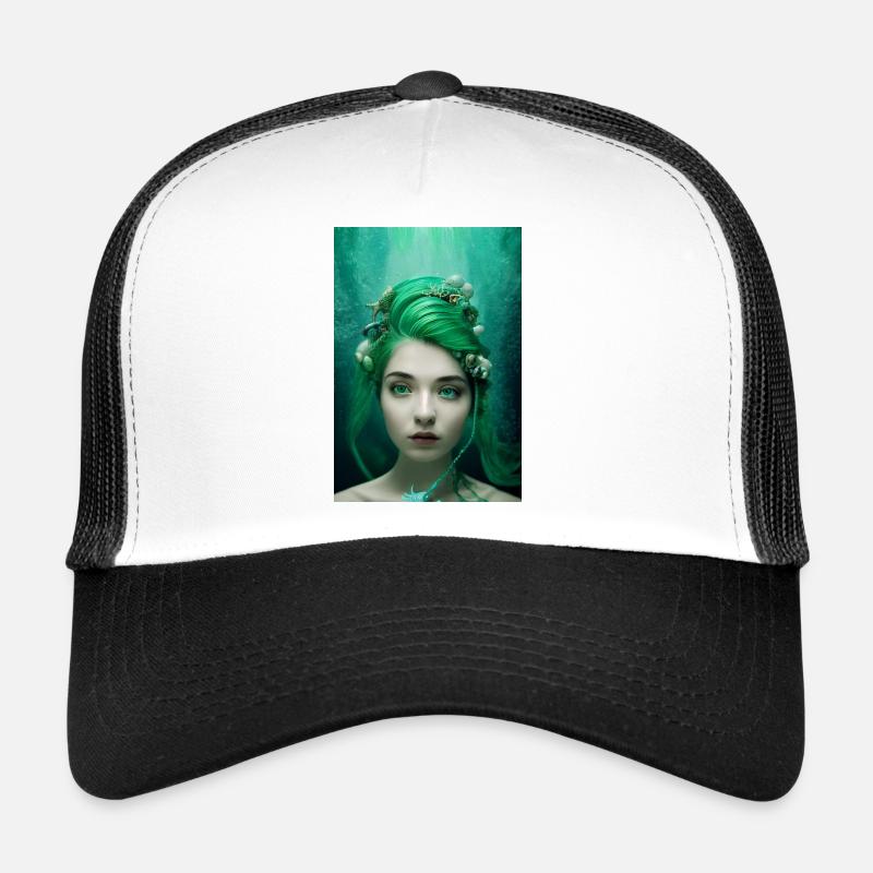 Sirène aux cheveux vert corail Casquette trucker 