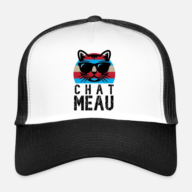 chat meau - Casquette trucker  - blanc/noir