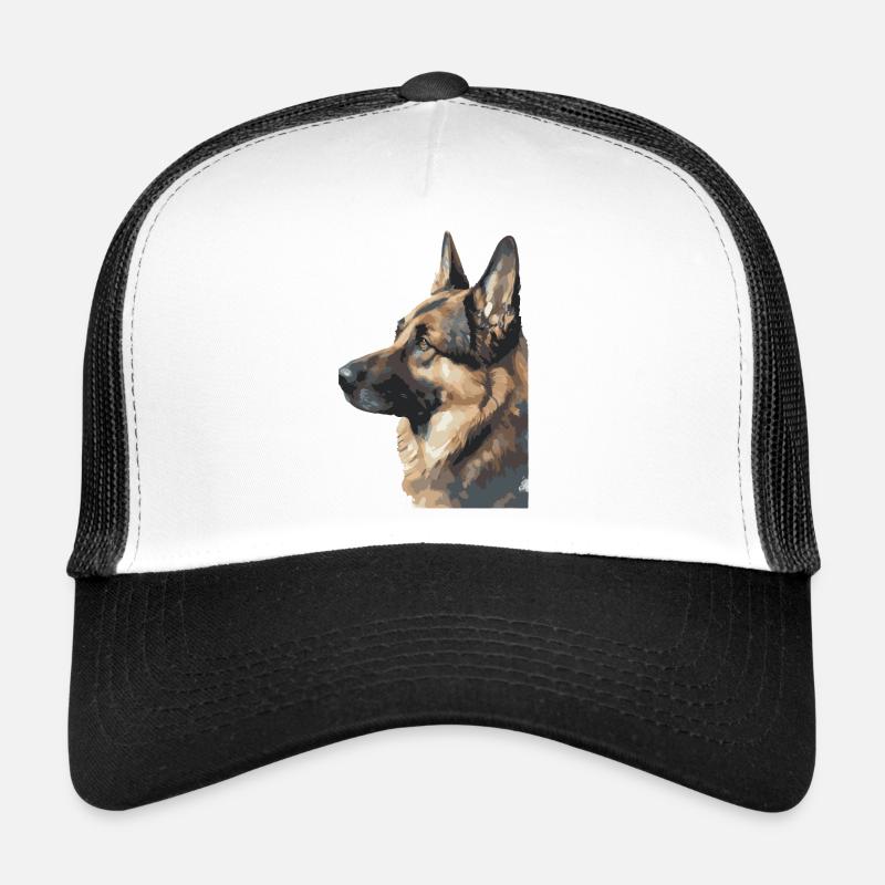 Deutscher Schäferhund Wasserfarben - Trucker Cap - Weiß/Schwarz