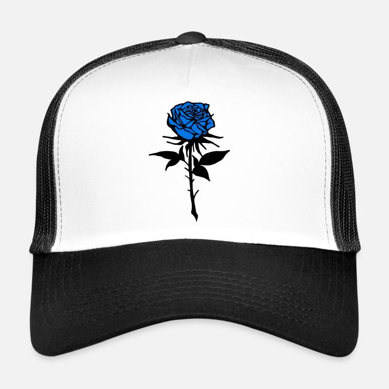 Blaue Rose - Blumen - Trucker Cap - Weiß/Schwarz