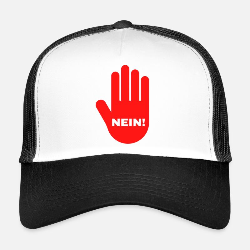 hand rot stop nein halt - Trucker Cap - Weiß/Schwarz