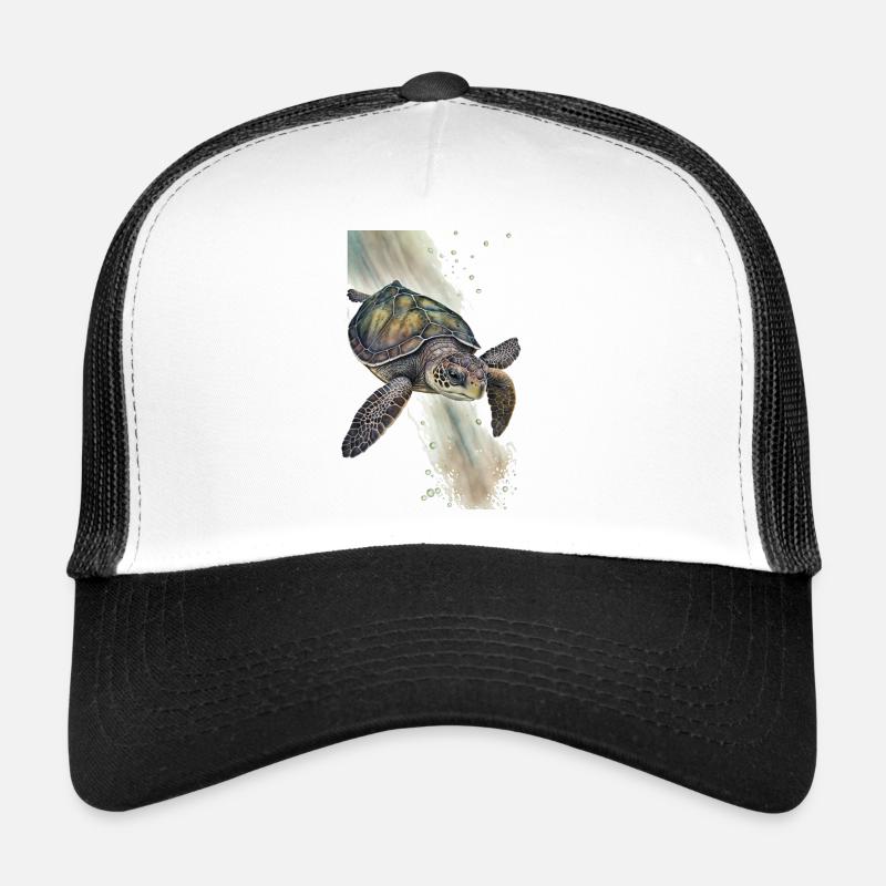 Schildkröte Realistisch Aquarell - Trucker Cap - Weiß/Schwarz